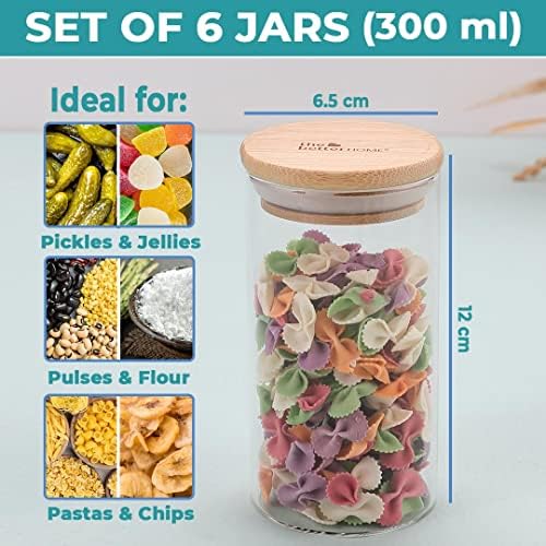 The Better Home Tall Jars 1000ml (Pack of 6) |Jars & Containers|Food Storage For Kitchen & SAVYA HOME 2.5mm Triply Tope with SS Lid 0.4mm Thick|Pack & Store Combo (2 Jars + Tope with Lid)