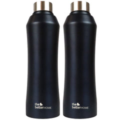 1000 Stainless Steel Water Bottle 1 Litre - Black | Eco-Friendly, Non-Toxic & BPA Free Water Bottles 1+ Litre | Rust-Proof, Lightweight, Leak-Proof & Durable| Pack of 2