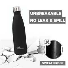 500 Stainless Steel Insulated Water Bottle 500ml | Thermos Flask 500ml | Hot and Cold Steel Water Bottle 500ml (Pack of 2, Black)