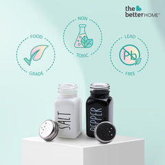 The Better Home Glass Salt and Pepper Shaker Set | Set of 2 Shaker | White and Black | Glass | Salt and Pepper Dispenser Sprinkler Bottle (Pack of 6)