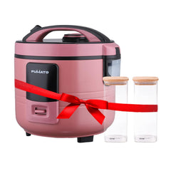 The Better Home Fumato's Kitchen and Appliance Combo|Rice Cooker + Rectangular Glass Jar 1000ml, Set of 2 |Food Grade Material| Ultimate Utility Combo for Home| Pink