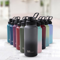 Insulated Water Bottle 1 Litre | Double Wall Hot and Cold Water for Home, Gym, Office | Easy to Carry & Store | Insulated Stainless Steel Bottle (Pack of 1, Black - Grey)