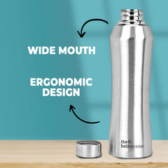 1000 Stainless Steel Water Bottle 1 Litre - Silver | Eco-Friendly, Non-Toxic & BPA Free Water Bottles 1+ Litre | Rust-Proof, Lightweight, Leak-Proof & Durable| Pack of 2