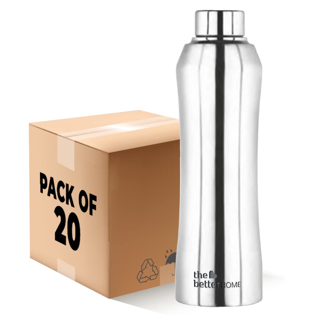 Pack of 20: Stainless Steel Water Bottles - Non-Toxic, BPA Free | 1 Litre | Ideal for Home, Office & School