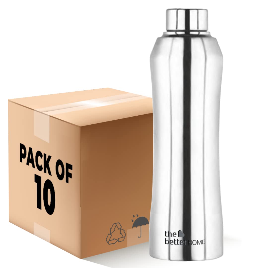 10 Pcs: Steel Water Bottles - Leak-Proof, BPA Free | 1 Litre | Aesthetic Design | Kids, Home, Office