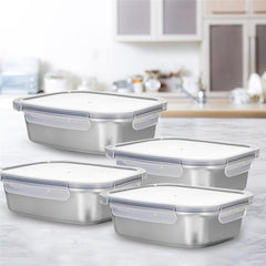 The Better Home Steel Food Container| 304- Stainless Steel Lunch Box |4 pc (800ml Each) Leak-Proof Locking Lids| Lunch Box for Office Men Women Kids | Food Storage Containers |Tiffin Box| Pack of 4