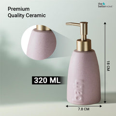 The Better Home 320ml Dispenser Bottle - Pink | Ceramic Liquid Dispenser for Kitchen, Wash-Basin, and Bathroom | Ideal for Shampoo, Hand Wash, Sanitizer, Lotion, and More