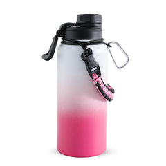 The Better Home Stainless Steel Insulated Water Bottles | 1200 ml Each | Thermos Flask Attachable to Bags & Gears | 6/12 hrs hot & Cold | Water Bottle for School Office Travel | Pink-White