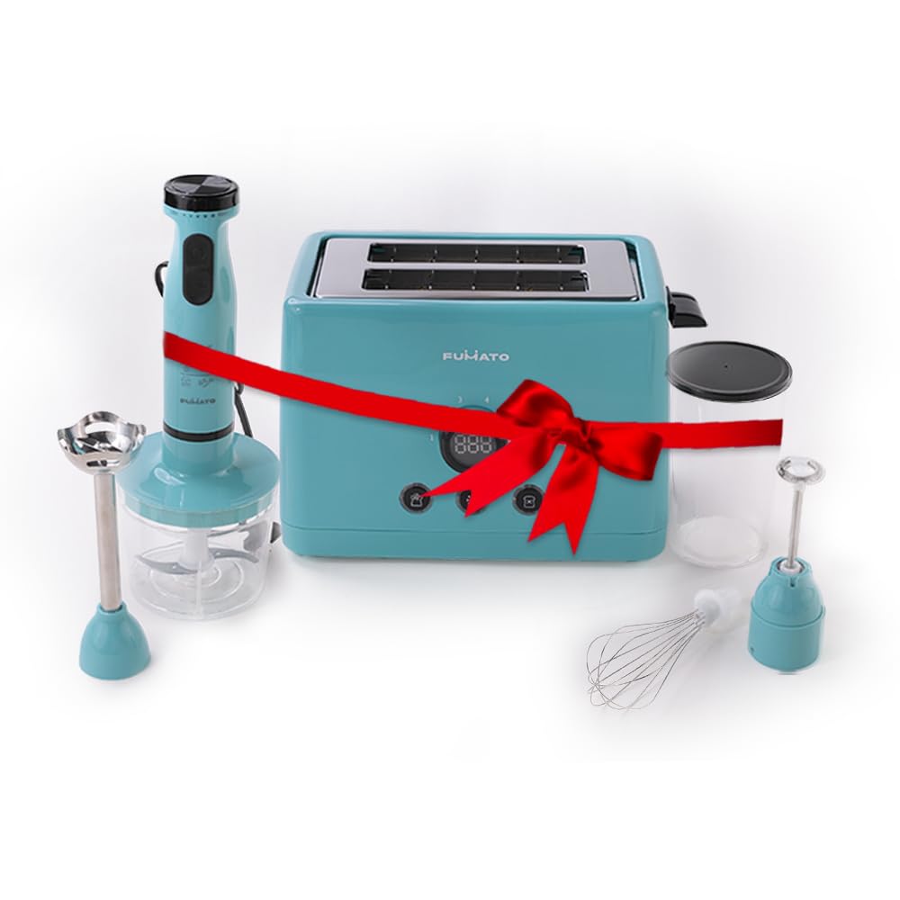 The Better Home Fumato Kitchen Essential Pair|Toaster & HandBlender| Toast, Blend and Make| Perfect Gifting Kit | Colour Coordinated Sets | 1 year Warranty (Misty Blue)
