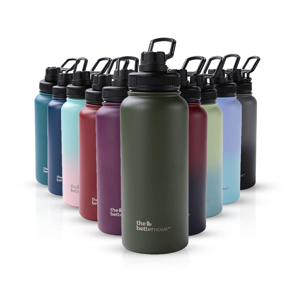 Insulated Water Bottle - Leakproof, Double Wall for Hot & Cold | 1 Litre | Army Green | Easy to Carry