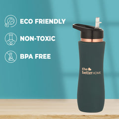 The Better Home Copper Water Bottle | 100% Pure Copper Bottle with Sipper | BPA Free & Non Toxic Water Bottle with Anti Oxidant Properties | Sipper Bottle For Adults & Kids (Pack of 3)