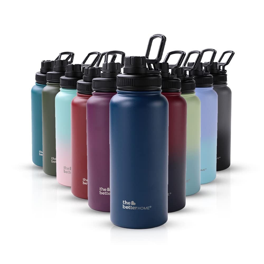 Insulated Water Bottle 1 Litre | Double Wall Hot and Cold Water for Home, Gym, Office | Easy to Carry & Store | Insulated Stainless Steel Bottle (Pack of 1, Deep Blue)
