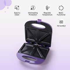 The Better Home Fumato Breakfast Combo| Toaster,Sandwich Maker| Make, Grill and Toast | Perfect Gifting Combo| Colour Coordinated sets| 1 year Warranty (Purple Haze)