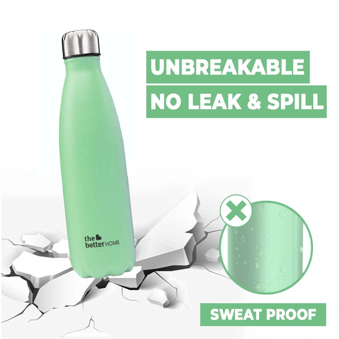 Insulated Thermosteel Bottle - Double Wall, Leakproof, Stays Hot 18Hrs & Cold 24Hrs | 500ml | Green