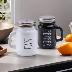 The Better Home Glass Salt and Pepper Shaker Set | Set of 2 | White and Black | Glass | Salt and Pepper Dispenser Sprinkler Bottle (Pack of 5)