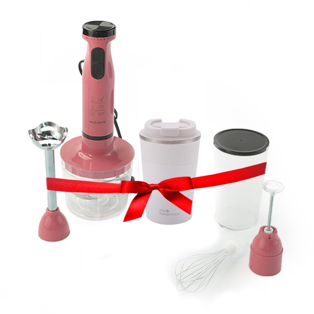 The Better Home Fumato's Kitchen and Appliance Combo|Hand Blender with Insulated Coffee Mug |Food Grade Material| Ultimate Utility Combo for Home| Pink White