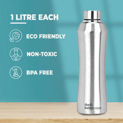 Stainless Steel Water Bottle 1 Litre (Pack of 10) | Non-Toxic & BPA Free Water Bottles 1+ Litre | Rust-Proof, Lightweight, Leak-Proof & Durable Steel Bottle For Home, Office & School