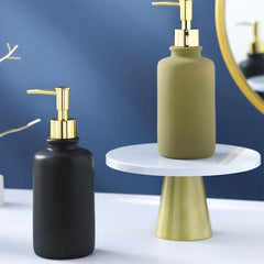 The Better Home 400ml Soap Dispenser Bottle - Black |Ceramic Liquid Pump Dispenser for Kitchen, Wash-Basin, and Bathroom