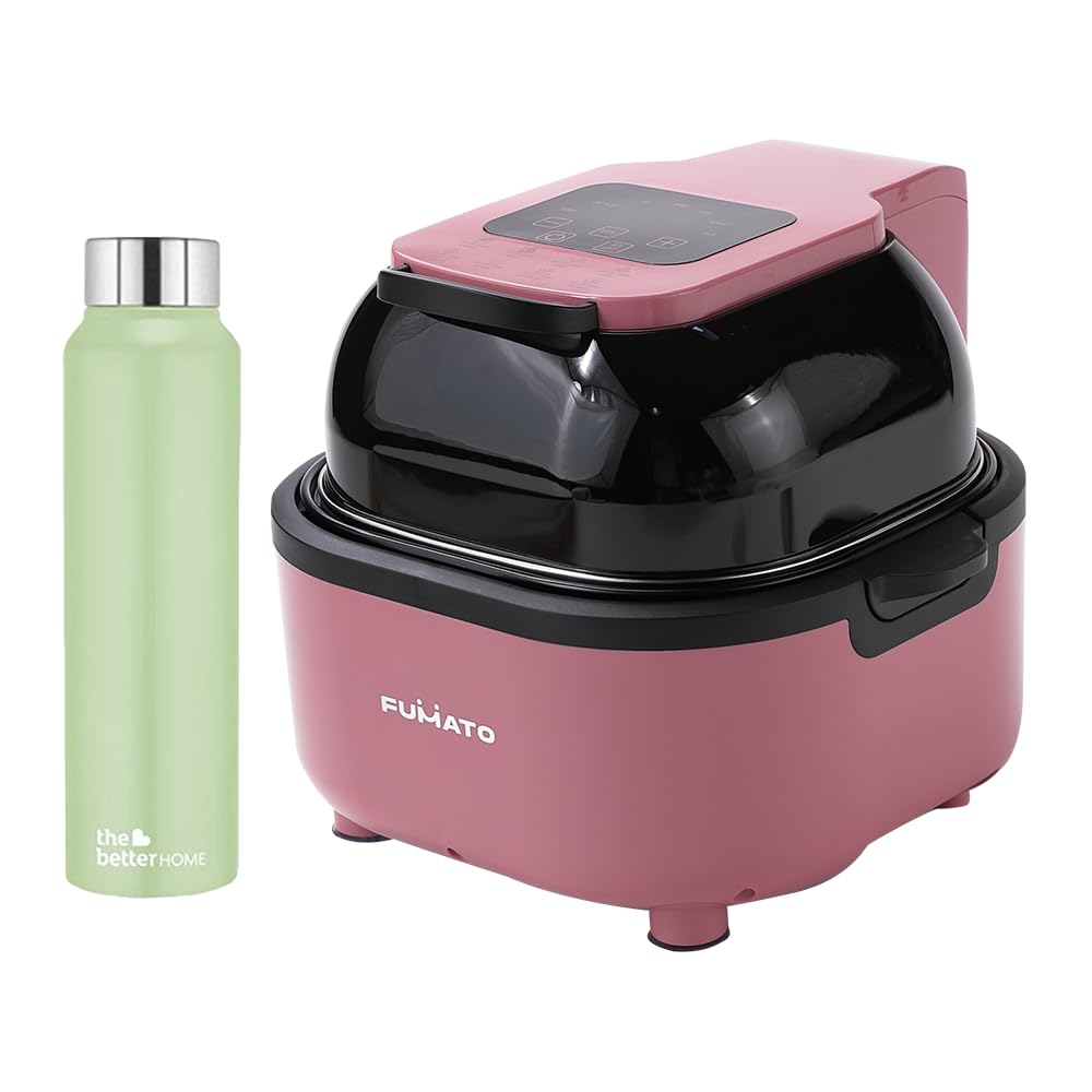 Combo: Air Fryer with Digital Screen Panel - 6.8L Capacity | Includes Stainless Steel Water Bottle | Pink & Green