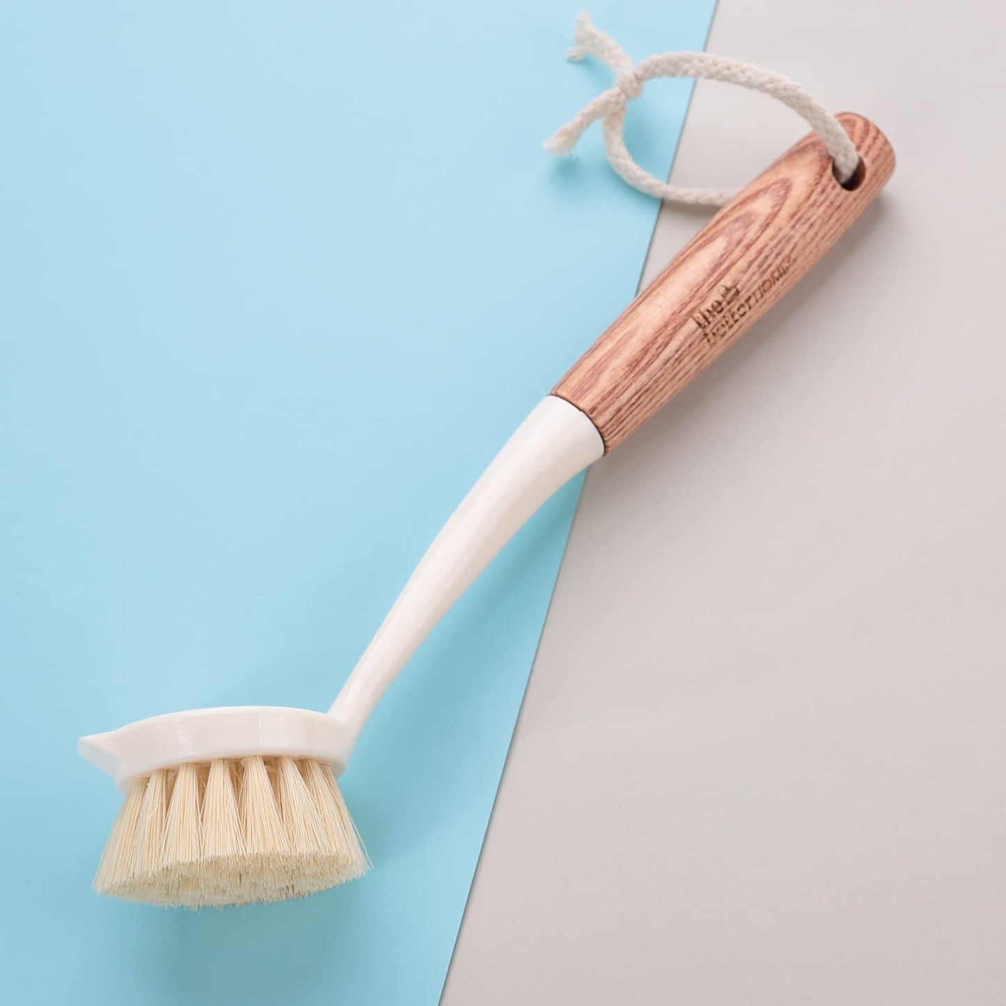 Wooden Cleaning Brush - Premium for All Surfaces | Loop for Easy Hanging | 27 cm Long | White