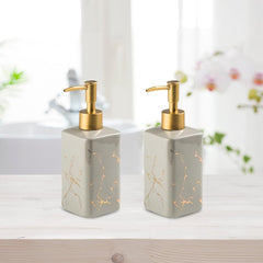 The Better Home 320ml Dispenser Bottle - Grey (Set of 2) | Ceramic Liquid Dispenser for Kitchen, Wash-Basin, and Bathroom | Ideal for Shampoo, Hand Wash, Sanitizer, Lotion, and More