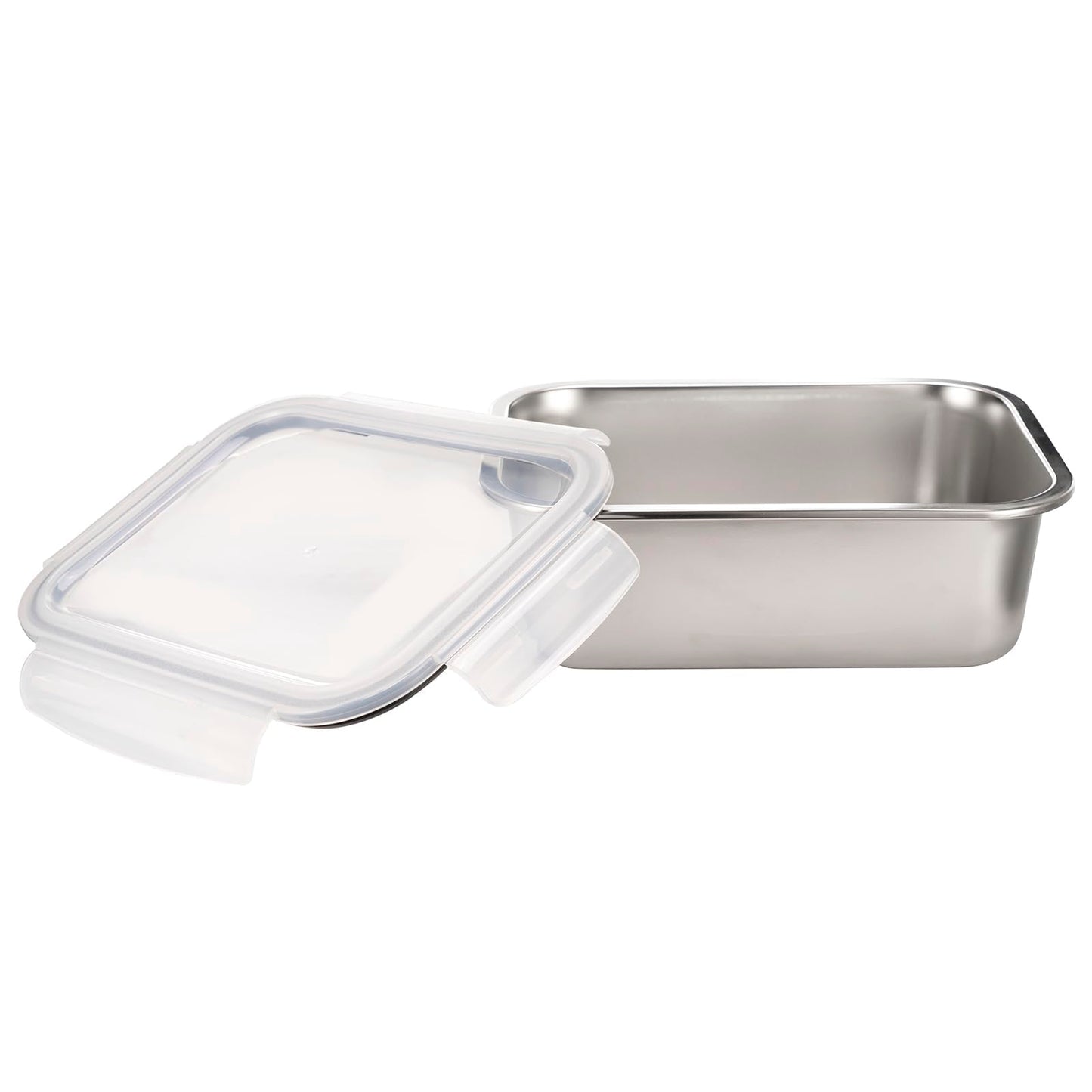 Pack of 2: Microwave Safe Lunch Boxes - Leak Resistant, Dishwasher Safe | 800ml Each | Silver | Modern