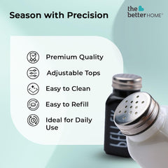 The Better Home Glass Salt and Pepper Shaker Set | Set of 2 Shaker | White and Black | Glass | Salt and Pepper Dispenser Sprinkler Bottle (Pack of 6)