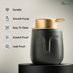 The Better Home 350ml Soap Dispenser Bottle - Black (Set of 6) |Ceramic Liquid Pump Dispenser for Kitchen, Wash-Basin, and Bathroom