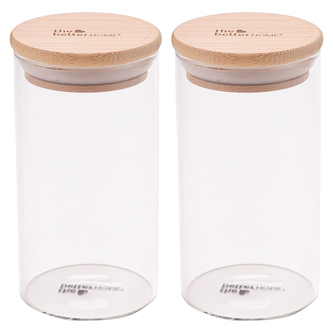 Borosilicate Glass Jar for Kitchen Storage | Kitchen Container Set and Storage Box, Glass Containers with Lid | Air Tight Containers for Kitchen Storage |Pack of 2 (300ml)
