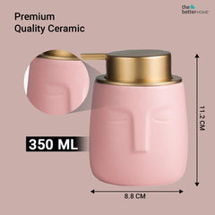 The Better Home 350ml Soap Dispenser Bottle - Pink (Set of 6) |Ceramic Liquid Pump Dispenser for Kitchen, Wash-Basin, and Bathroom
