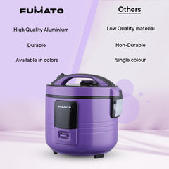 The Better Home FUMATO Cookeasy Automatic 500W Electric Rice Cooker 1.5L | Powerful Heating Element | Multifunctional | Aluminium Trivet | Auto Warm Function | Includes Measuring Cup | 1 Year Warranty (Purple Haze)