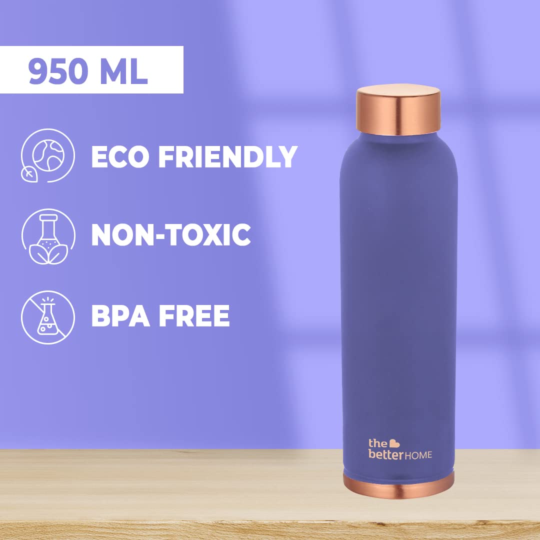 The Better Home Copper Water Bottle 1 Litre-(3Pcs) BPA Free Leak Proof Bottle for School Kids | Non Plastic Bottles for Office 1+ Litre Capacity | Water Bottal | Dr Copper Water Bottle | Purple Bottle