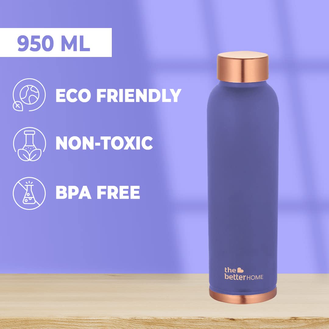 1000 Copper Water Bottle (900ml) | 100% Pure Copper Bottle | BPA Free & Non Toxic Water Bottle with Anti Oxidant Properties of Copper | Purple (Pack of 20)