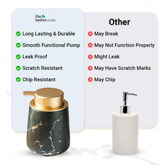 The Better Home 400ml Soap Dispenser Bottle - Black (Set of 2) |Ceramic Liquid Pump Dispenser for Kitchen, Wash-Basin, and Bathroom