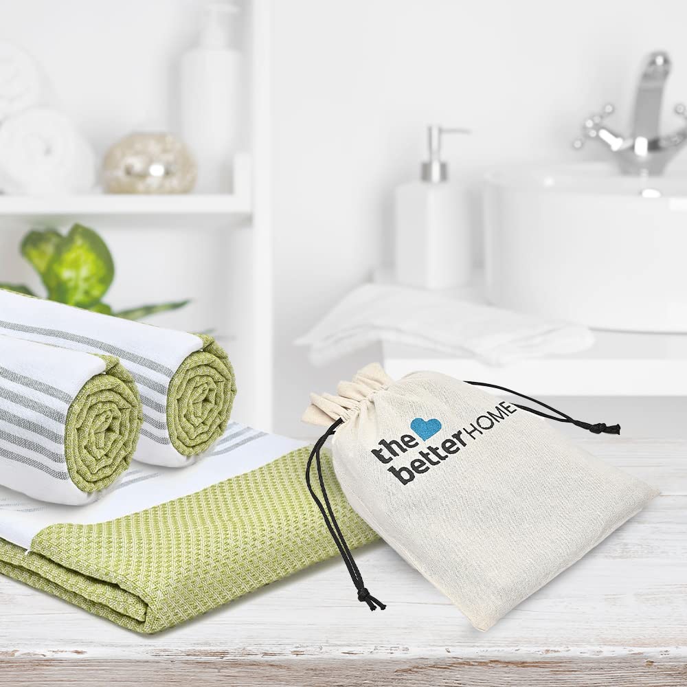 The Better Home 100% Cotton Turkish Bath Towel | Quick Drying Cotton Towel | Light Weight, Soft & Absorbent Turkish Towel (Pack of 6, Green)