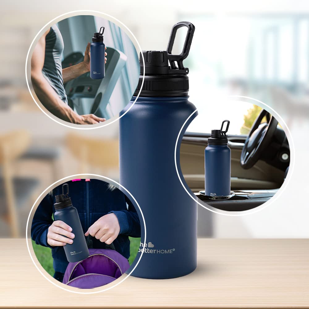 Insulated Water Bottle - Double Wall, Leakproof & Durable | 1 Litre | Deep Blue | Ideal for Gym & Office