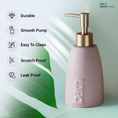 The Better Home 320ml Dispenser Bottle - Pink (Set of 6) | Ceramic Liquid Dispenser for Kitchen, Wash-Basin, and Bathroom | Ideal for Shampoo, Hand Wash, Sanitizer, Lotion, and More