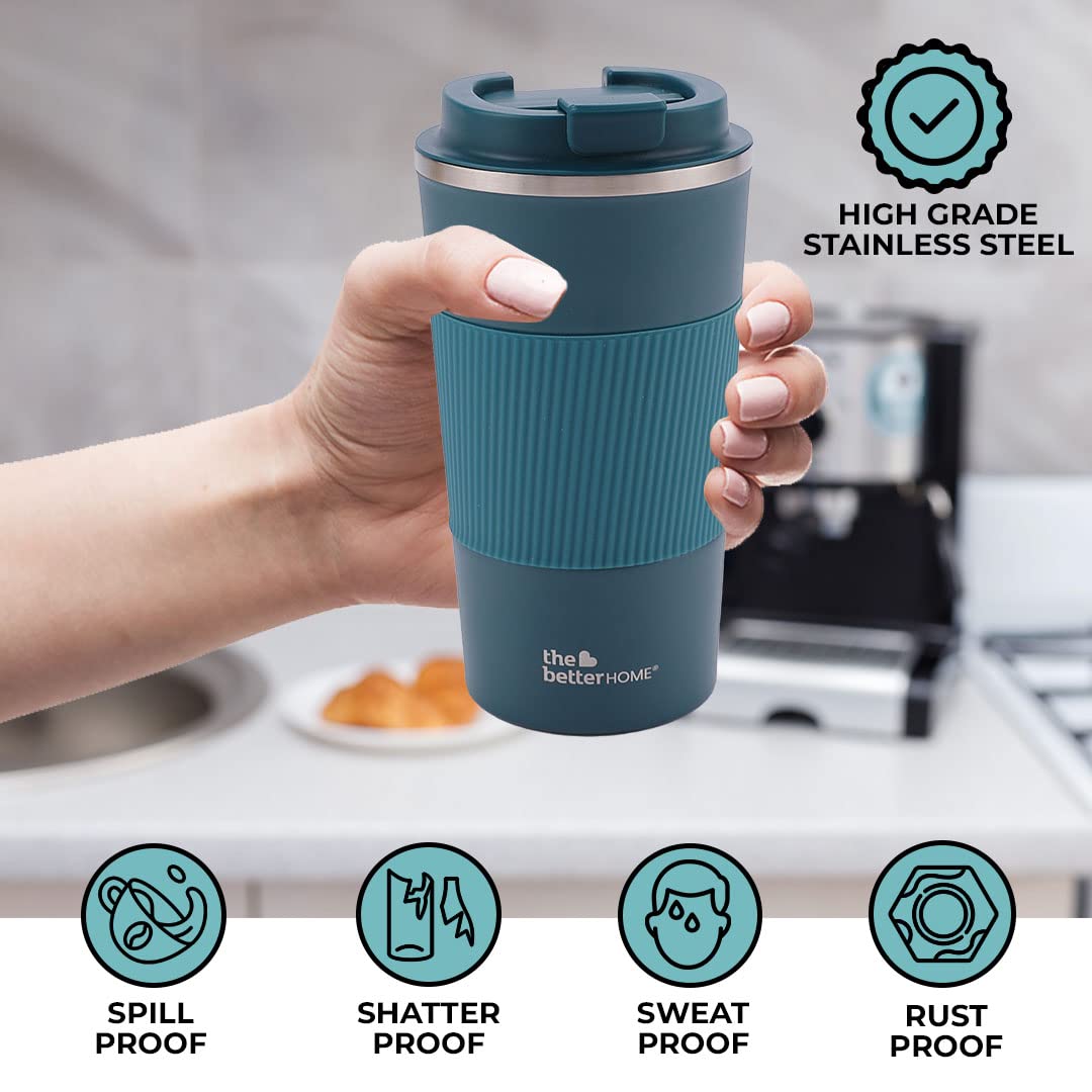 Insulated Coffee Cup Tumbler - Double Walled 304 Stainless Steel | Leakproof | 510 ml | Blue