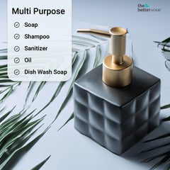 The Better Home 220ml Dispenser Bottle - Black (Set of 4) | Ceramic Liquid Dispenser for Kitchen, Wash-Basin, and Bathroom | Ideal for Shampoo, Hand Wash, Sanitizer, Lotion, and More