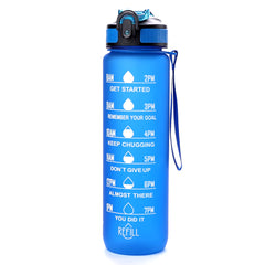 Sipper Water Bottle For Adults 1 Litre | Motivational Gym Water Bottle 1+ Litre with Measurements | Sports Water Bottle | Unbreakable Sipper Bottle (Blue)