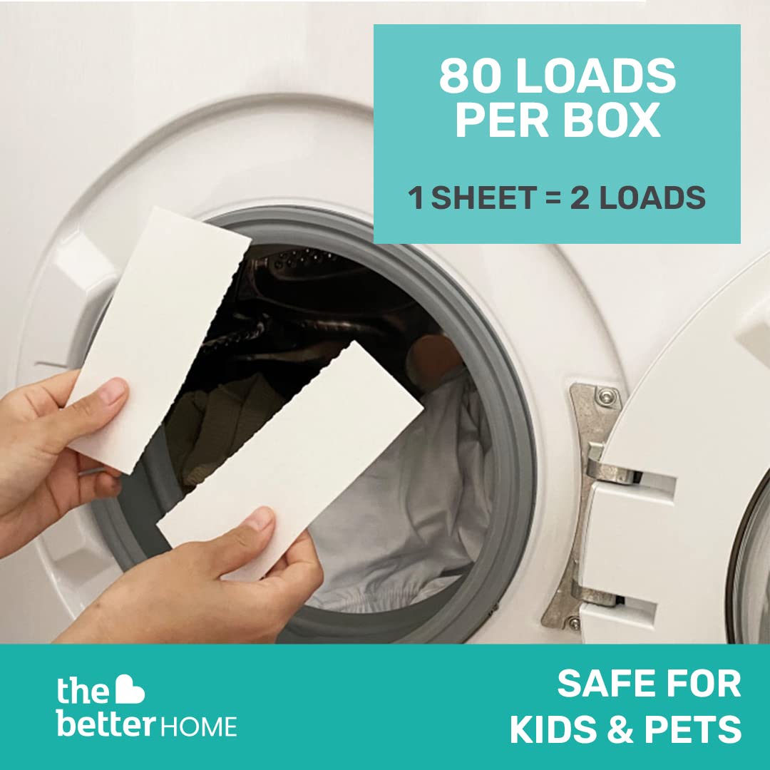 Laundry Detergent Sheets for Front and Top Load Washing Machines (80 Loads)
