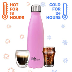 1000 Stainless Steel Insulated Water Bottle 1 Litre | Thermos Flask 1 Litre+ | Hot and Cold Steel Water Bottle 1 Litre | Food Grade & BPA Free Insulated Water Bottles for Kids (Pink)