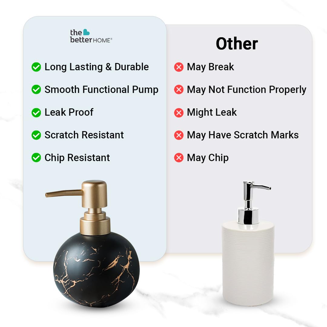 Set of 2: Ceramic Dispenser Bottles with Stylish Design | Ideal for Shampoo, Lotion, & More | 300ml | Black