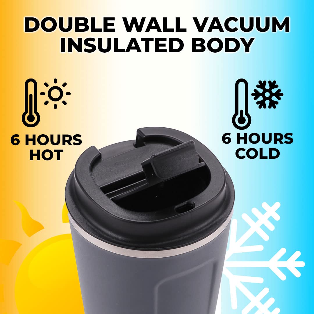 Insulated Coffee Mug (380ml) | Double Wall Insulated Stainless Steel Coffee Mug | Hot and Cold Coffee Tumbler | Durable Coffee Mug with Lid for Home & Office | Blue