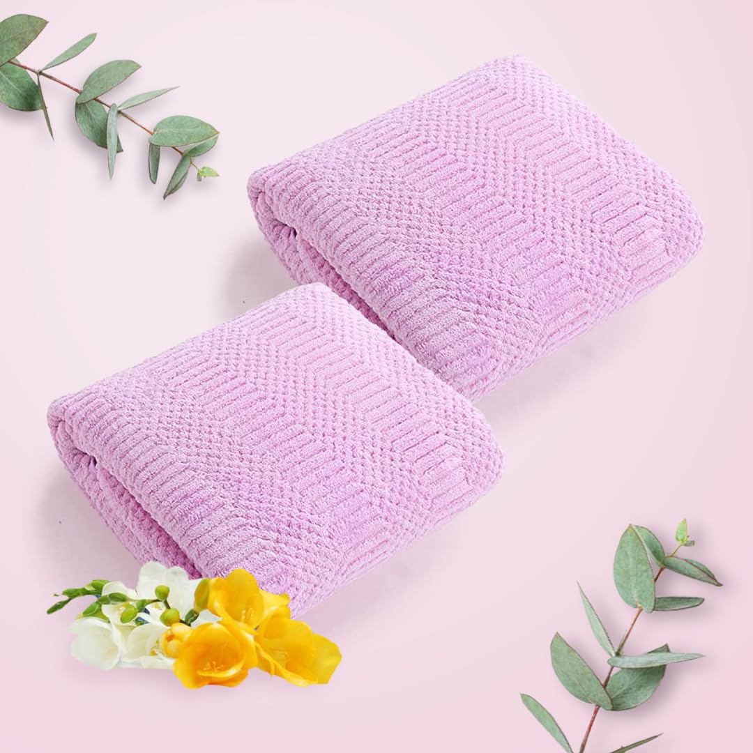 Microfiber Bath Towel for Bath | Soft, Lightweight, Absorbent and Quick Drying Bath Towel for Men & Women | 140cm X 70cm (Pack of 2, Pink)