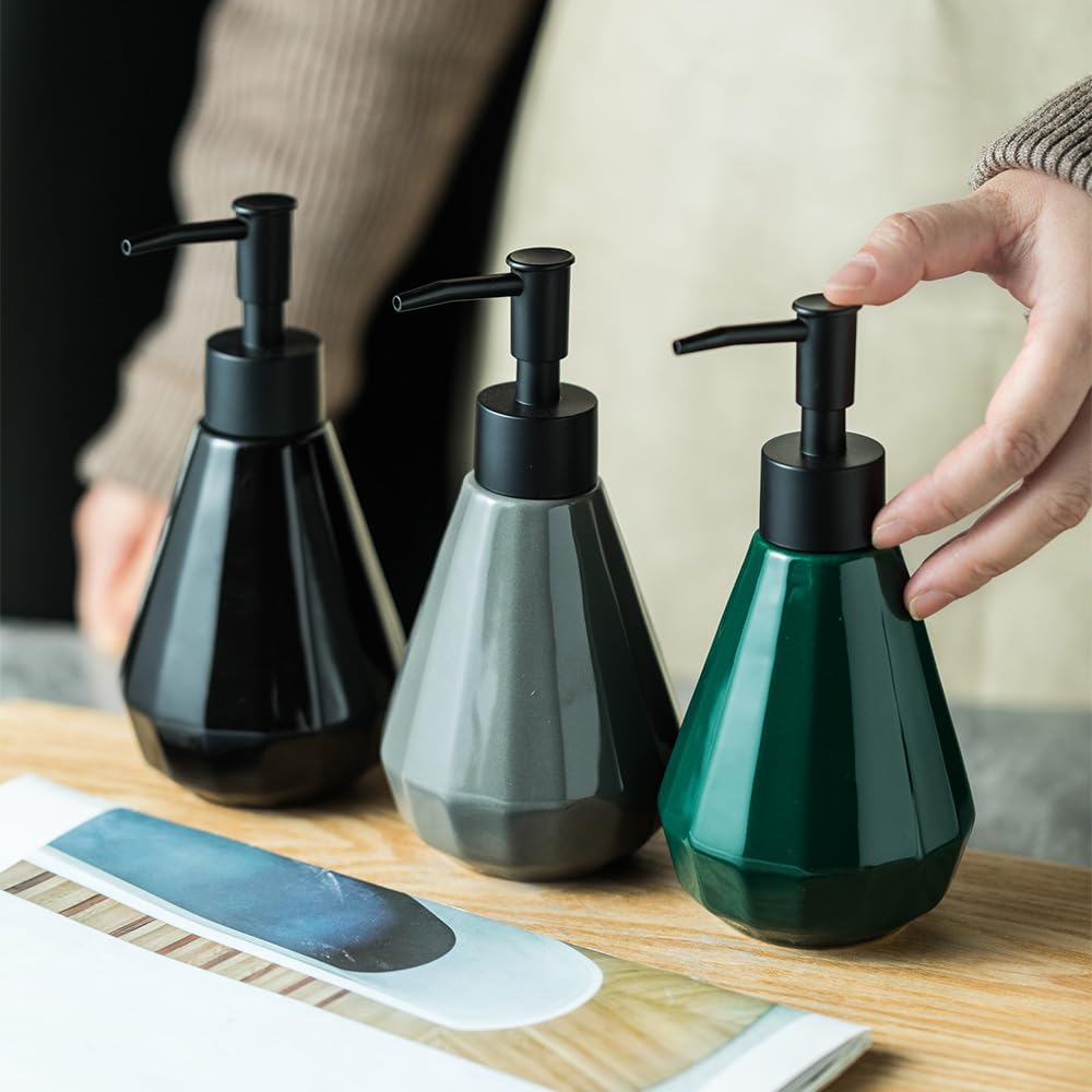 The Better Home 250ml Dispenser Bottle - Black| Ceramic Liquid Dispenser for Kitchen, Wash-Basin, and Bathroom | Ideal for Shampoo, Hand Wash, Sanitizer, Lotion, and More