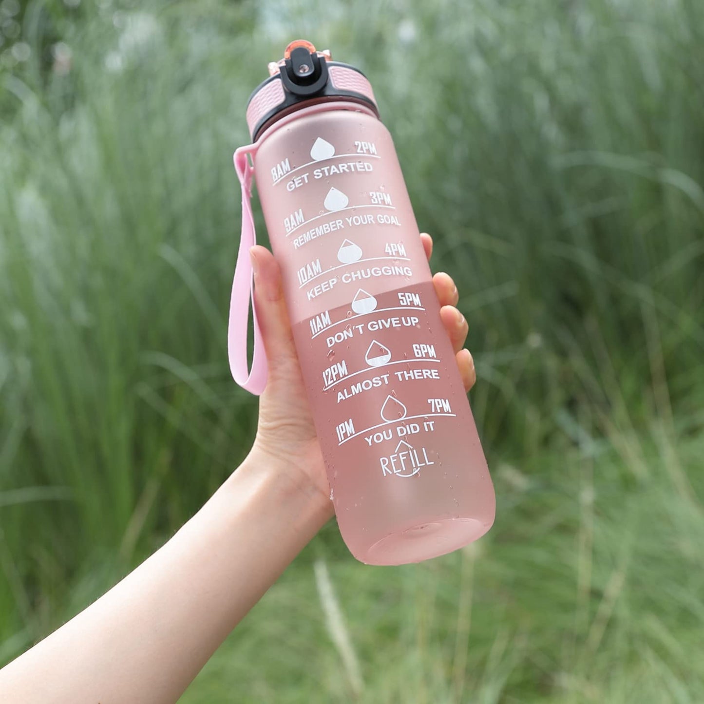 The Better Home Sipper Water Bottle For Adults 1 Litre | Motivational Gym Water Bottle 1+ Litre with Measurements | Sports Water Bottle | Unbreakable Sipper Bottle (Pink, Plastic)