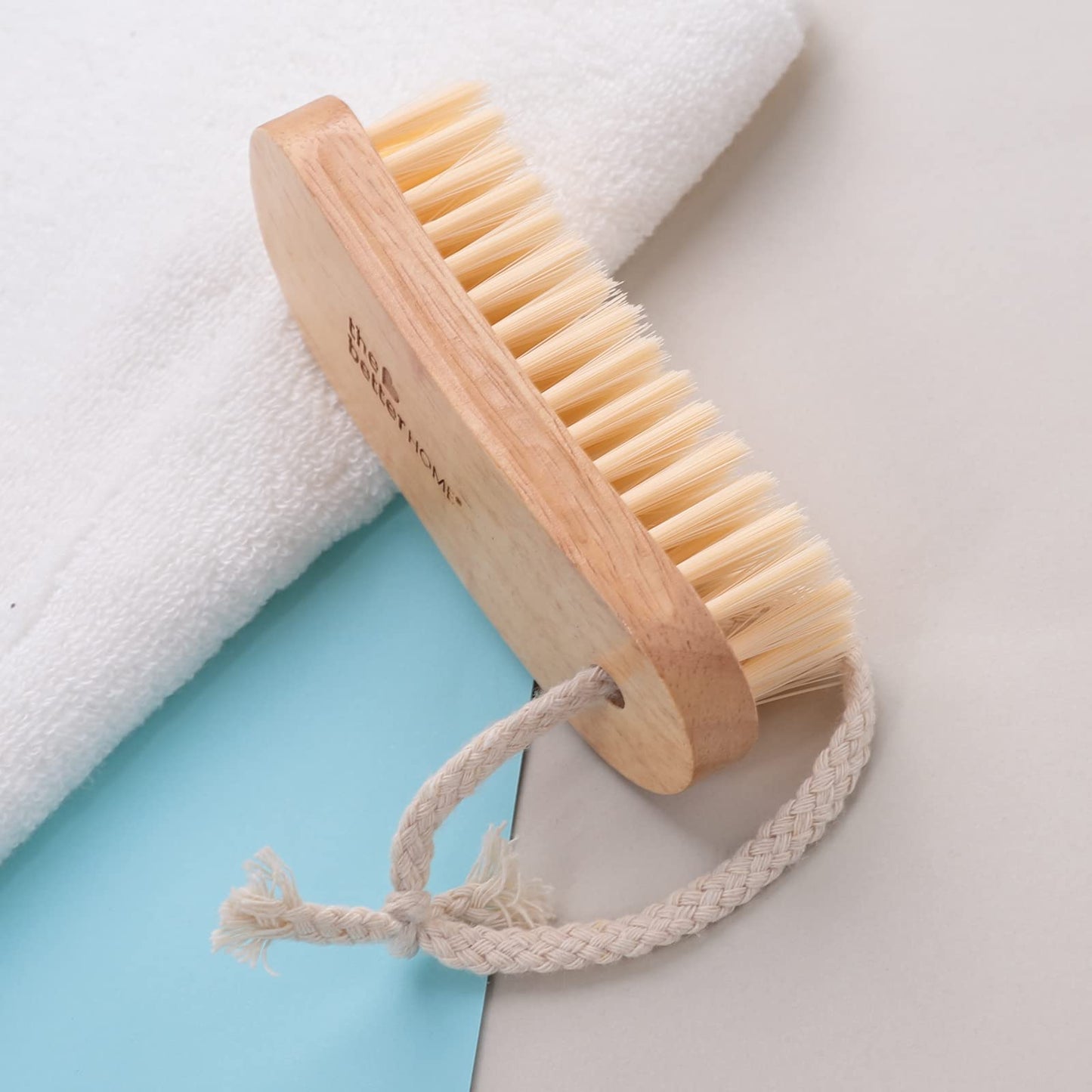 Sneaker Cleaner Wooden Shoe Brush | Loop for Hanging | Soft Washable Bristles | For Leather Shoes | White