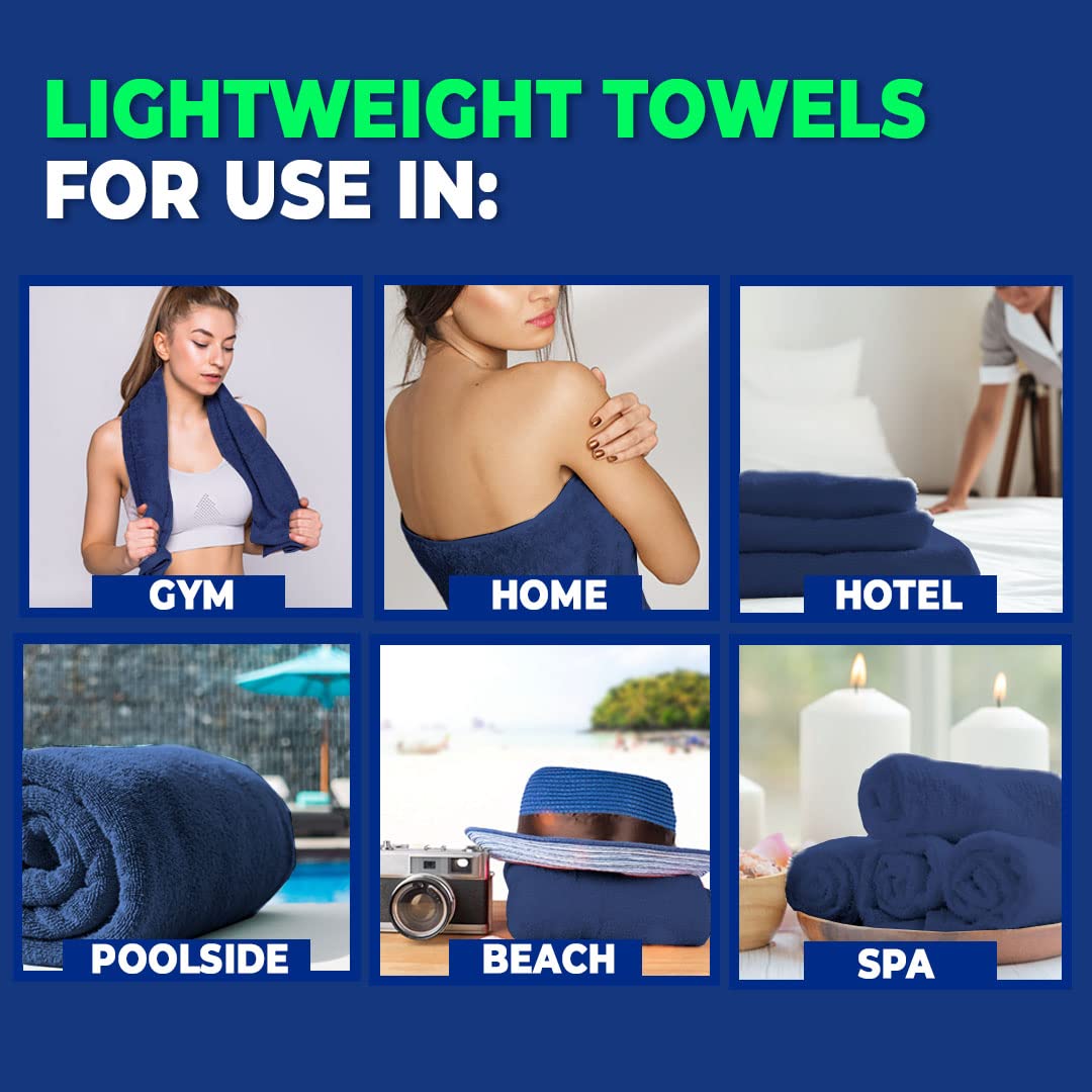 Pack of 2: Bamboo Bath Towels - Ultra Soft, Hyper Absorbent, Anti Odour | 27x54 inches | Blue