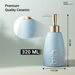 The Better Home 320ml Dispenser Bottle - Blue (Set of 4) | Ceramic Liquid Dispenser for Kitchen, Wash-Basin, and Bathroom | Ideal for Shampoo, Hand Wash, Sanitizer, Lotion, and More